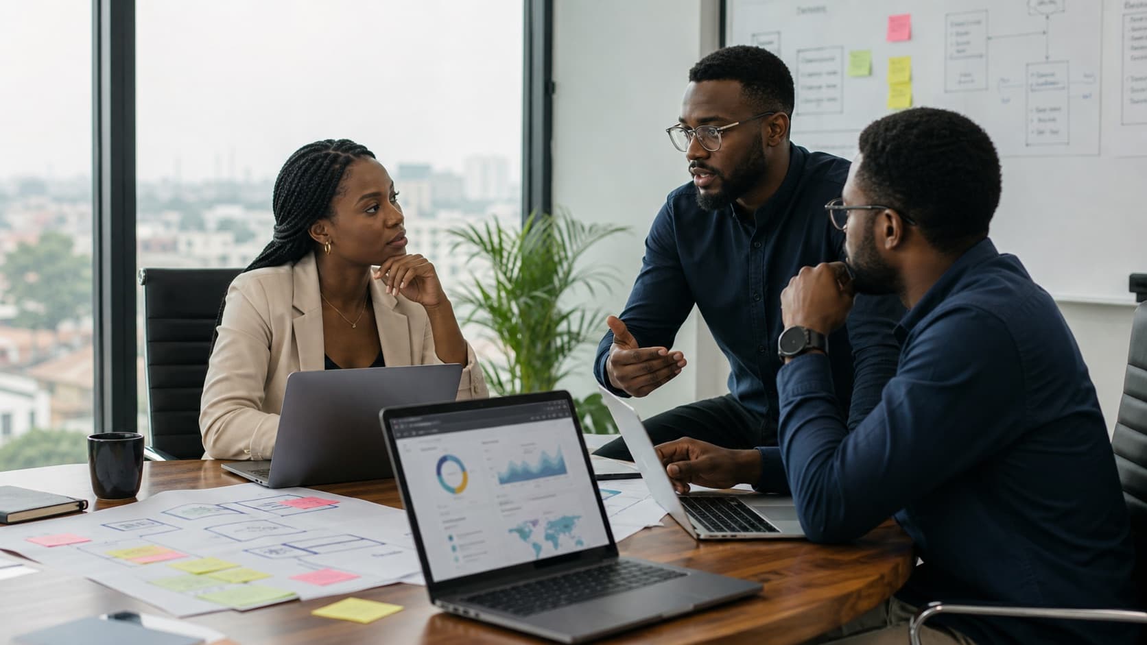 Nigerian product, privacy, and security team reviewing high-risk processing before launch