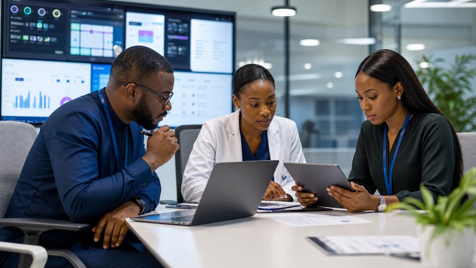 Nigerian healthtech team reviewing sensitive data protection evidence