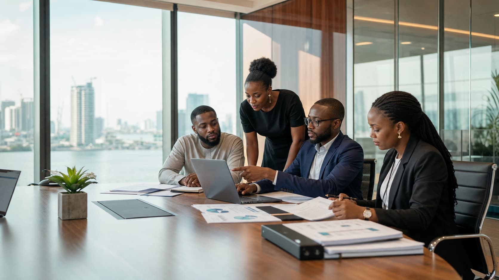 Nigerian compliance team reviewing NDPA audit evidence in a Lagos boardroom