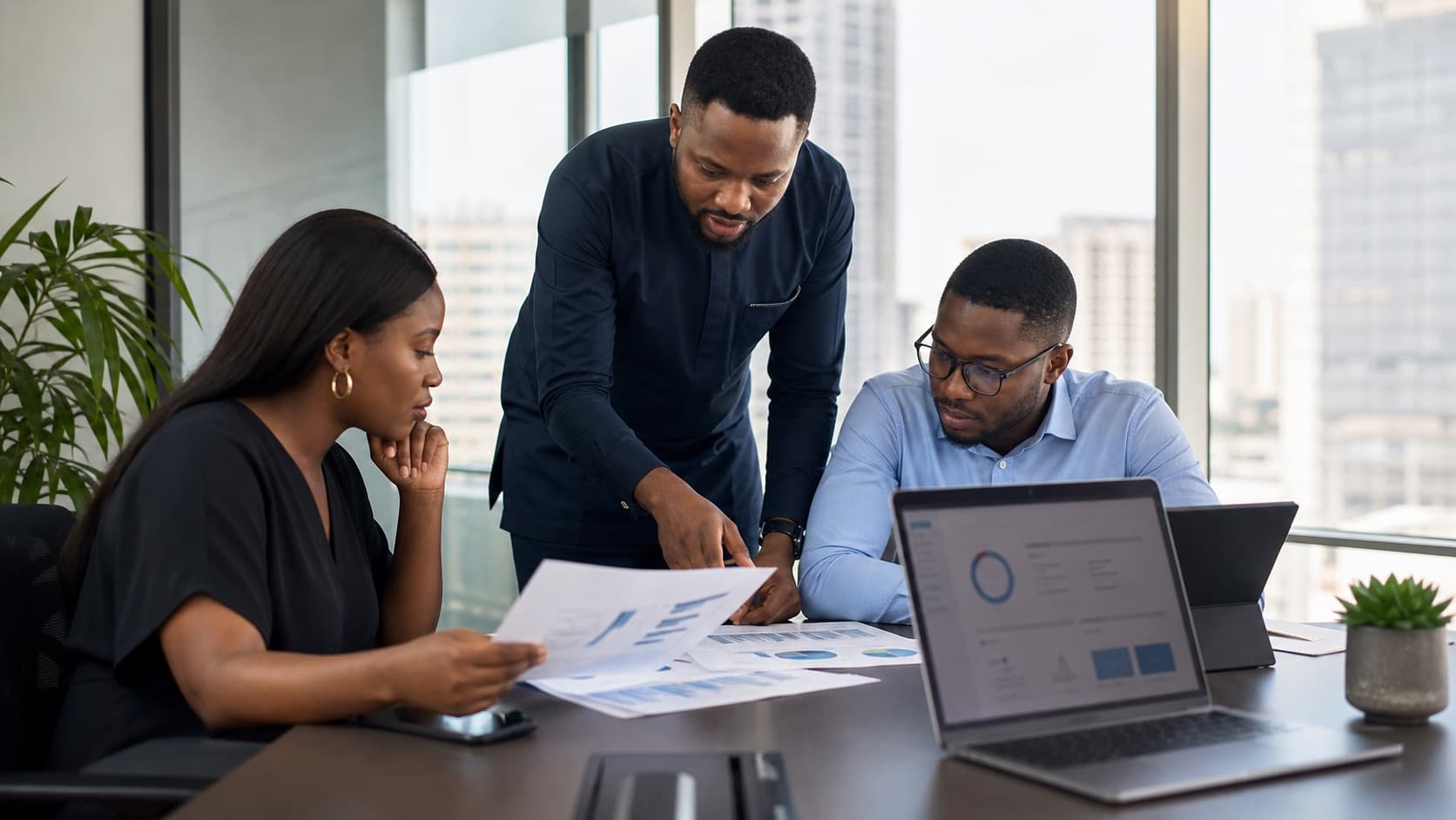 Nigerian compliance team reviewing NDPC Compliance Audit Return evidence in a Lagos office