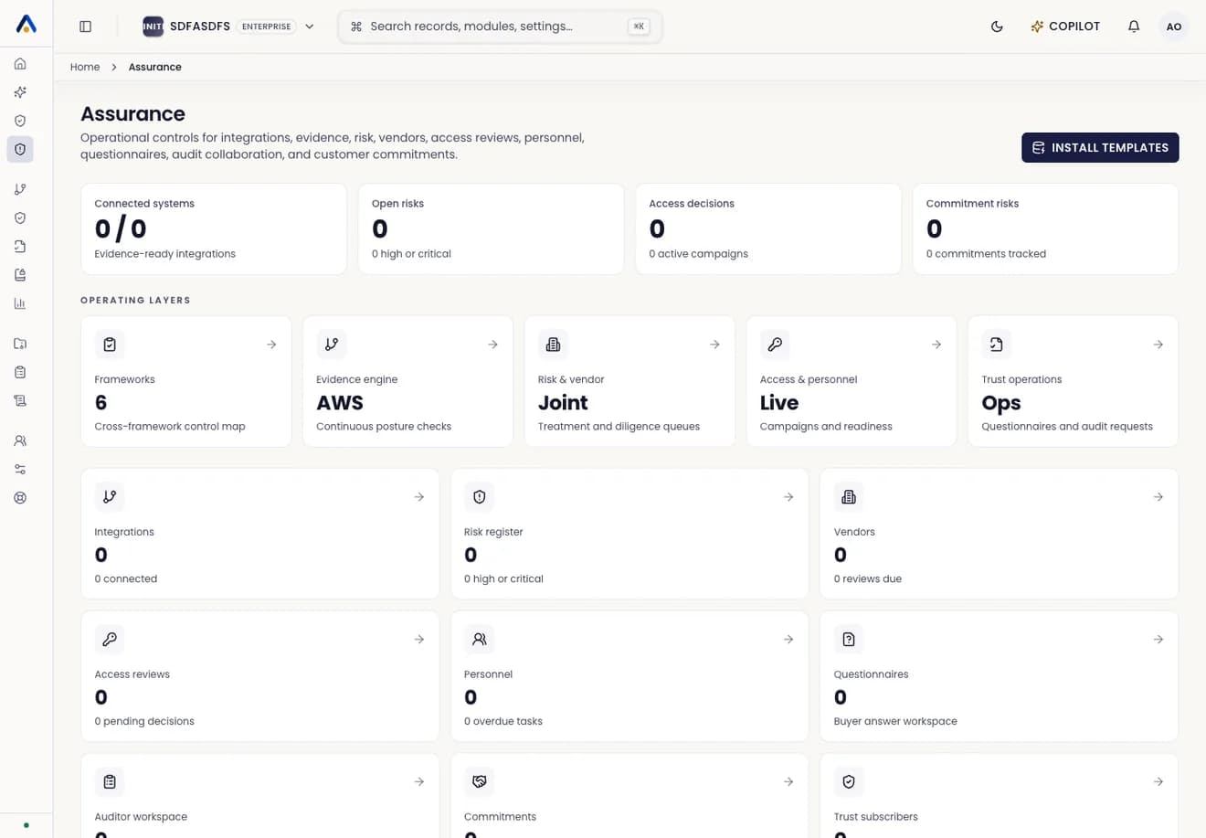 Assurance overview screenshot