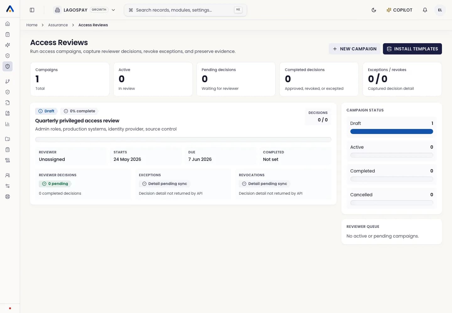 ASIRI access review workspace
